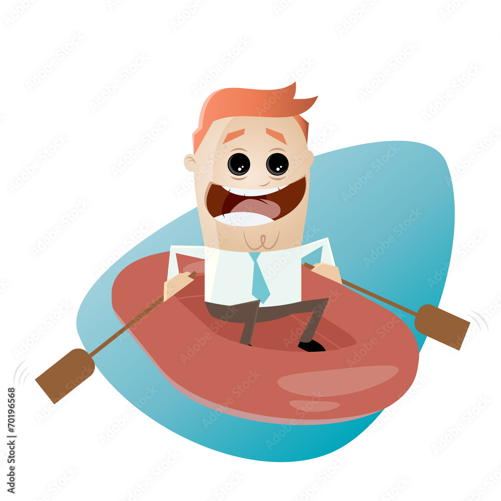 gummiboot business cartoon rudern mann