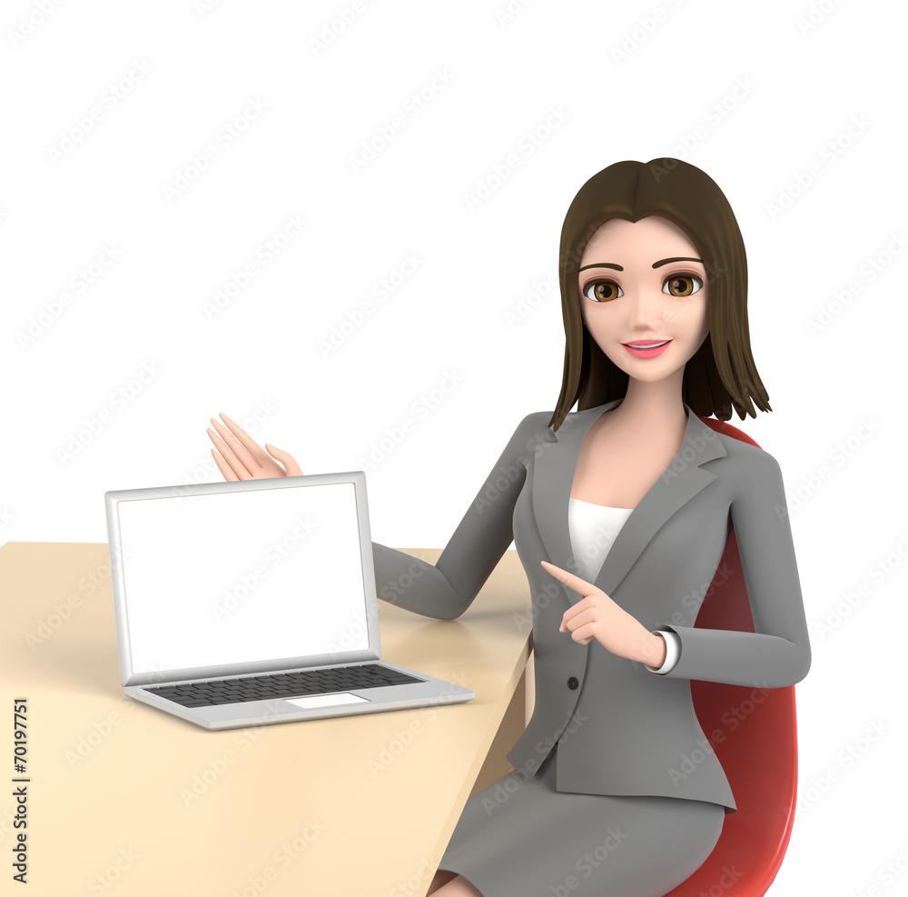 3D illustration character - business woman 3D illustration character - business woman