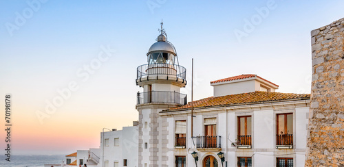 Lighthouse in historical center of Peniscola, Valencia, Spain photo