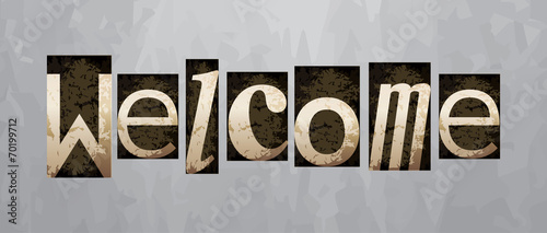Vector welcome concept, vintage letterpress type