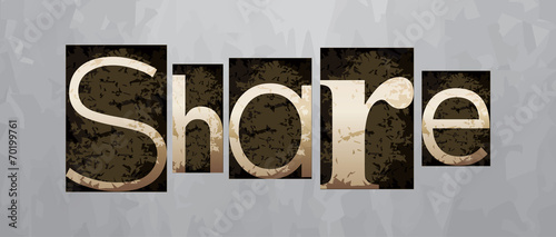 Vector share concept, vintage letterpress type