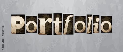 Vector portfolio concept, vintage letterpress type
