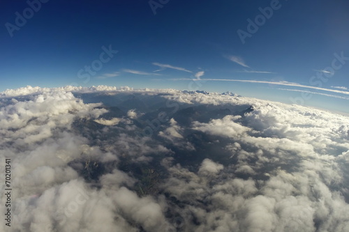 Aerial View - Alps, Clouds and Blue Sky - 4500m