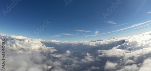 Aerial View - Alps, Clouds and Blue Sky - 4000m