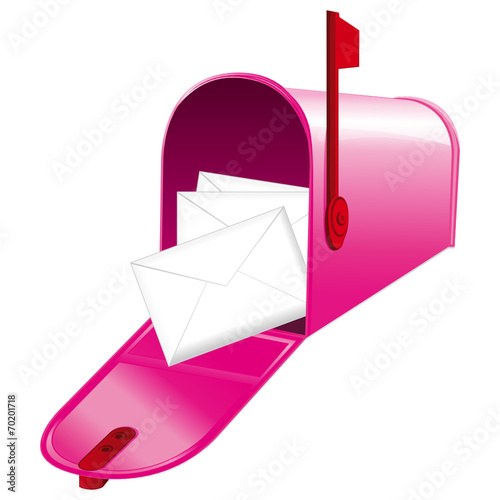 Pink open mailbox
