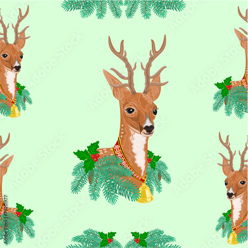 Seamless texure Christmas reindeer holidays vector