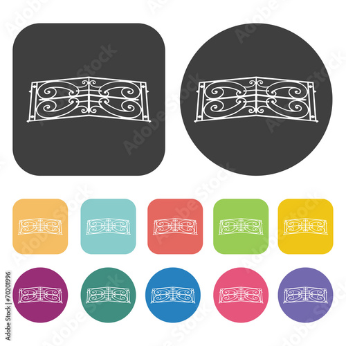 Decorative balconie railings icons. Balconie set. Round and rect