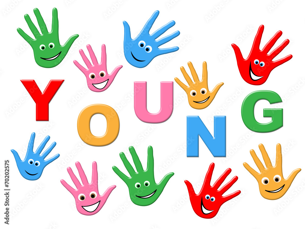 Fototapeta premium Young Handprints Indicates Kids Youth And Painted
