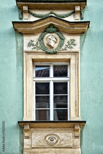Classical colorful window in Prague, Czech Republic