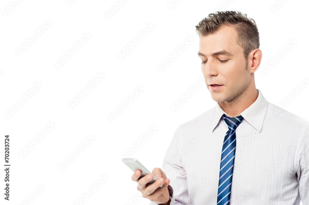 Businessman operating his mobile phone Businessman operating his mobile phone