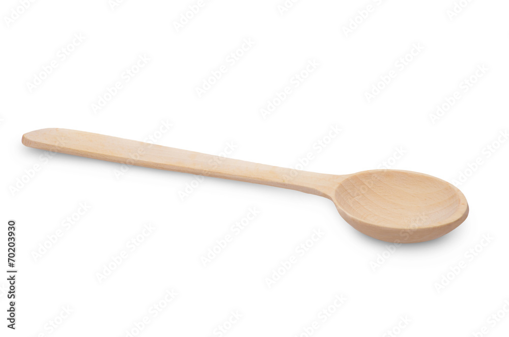 Close-up top view of wooden spoon isolated over white. Close-up top view of wooden spoon isolated over white.