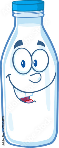 Smiling Milk Bottle Cartoon Mascot Character