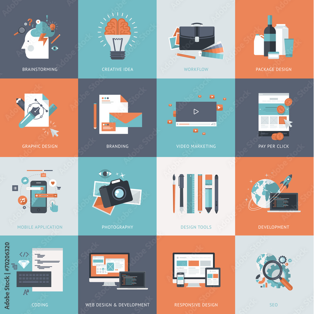 Flat design icons for website, app and design development Flat design icons for website, app and design development