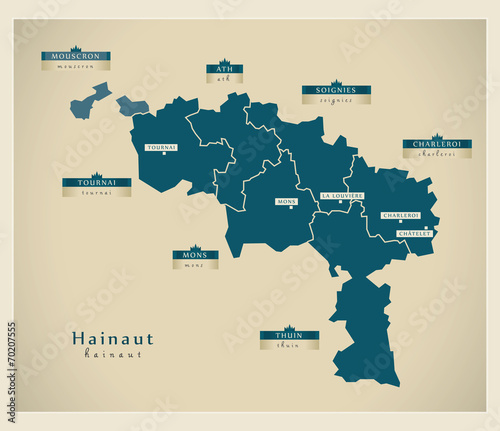 Moderne Landkarte - Hainaut BE photo