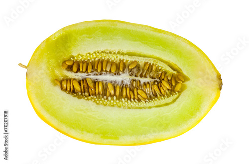 Sweet yellow melon on white background