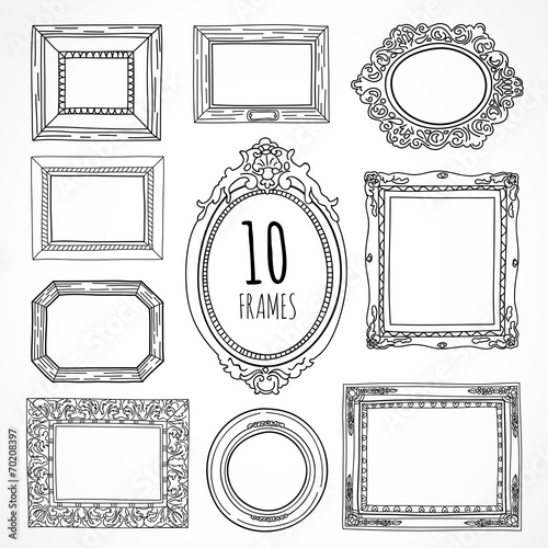Hand drawn vintage frames made in vector