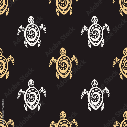 Sea Turtles.  Seamless Vector pattern. photo