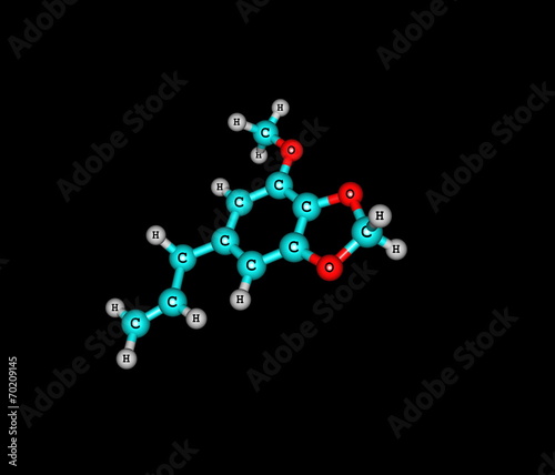 Myristicin molecule isolated on black