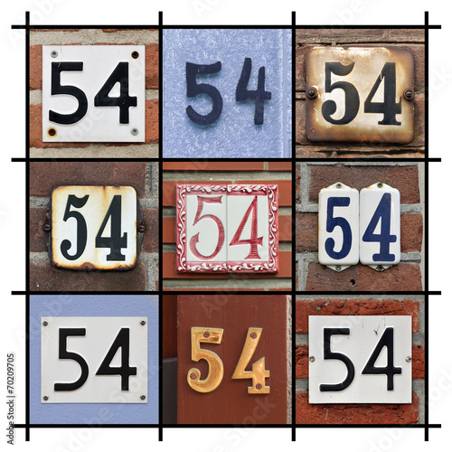Collage of House Numbers Fifty-four photo