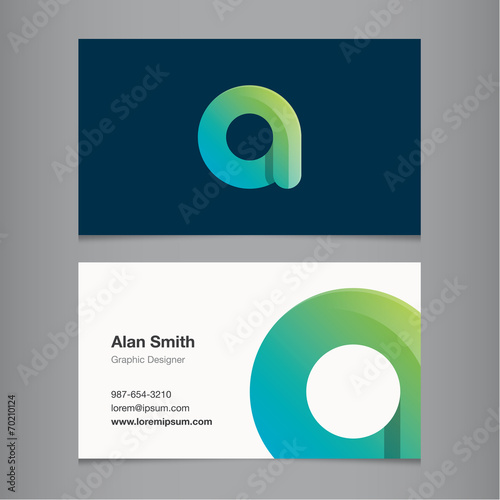 Business card template with alphabet letter A.