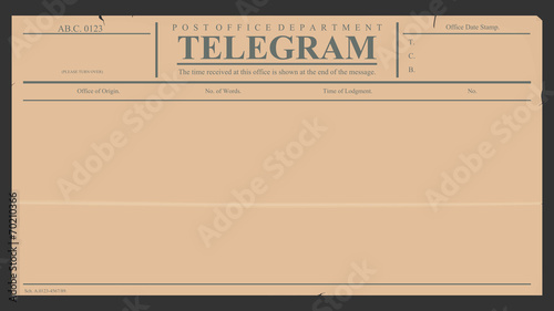 Blank telegram in retro style.