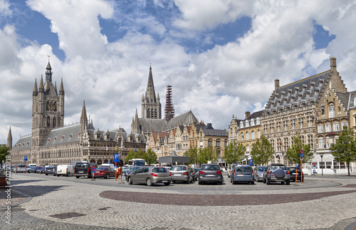 Panorama of Grote Markt square in Ypres photo