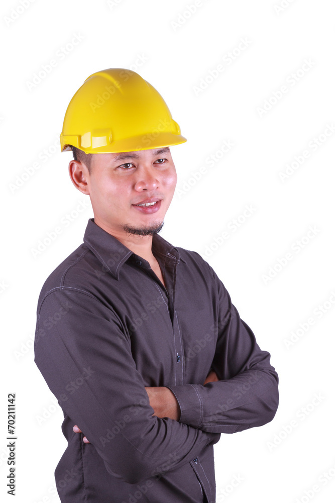 Asian engineer portrait. Isolated on white Asian engineer portrait. Isolated on white