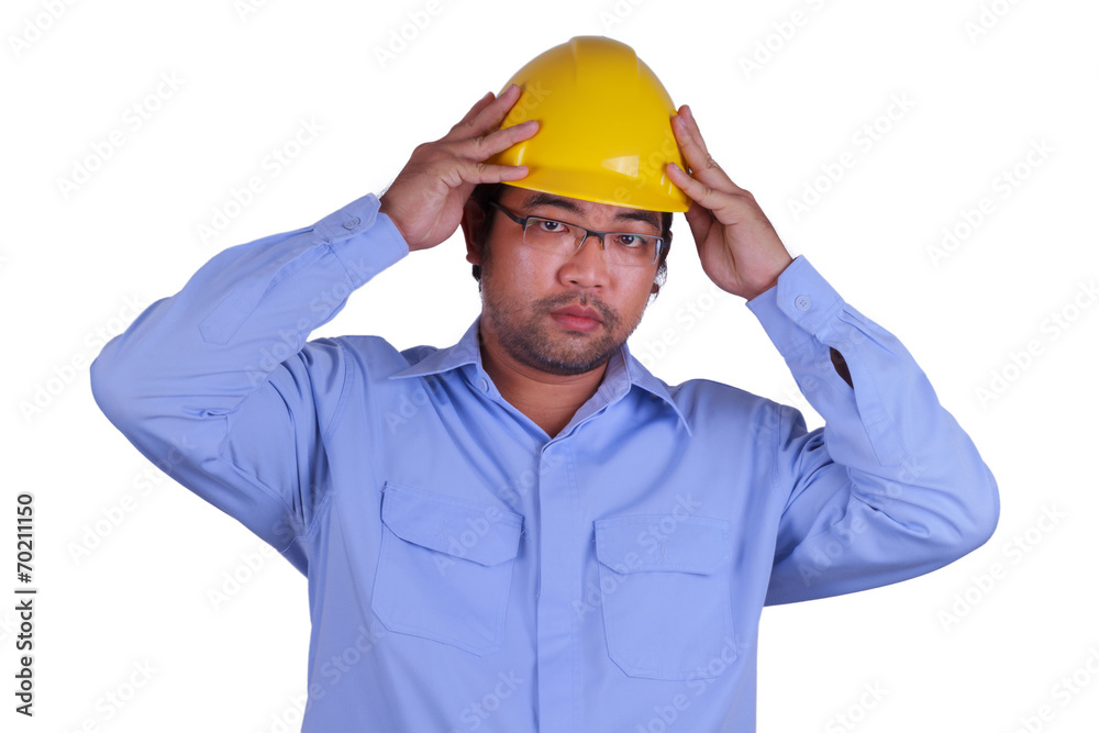 Asian engineer portrait. Isolated on white Asian engineer portrait. Isolated on white