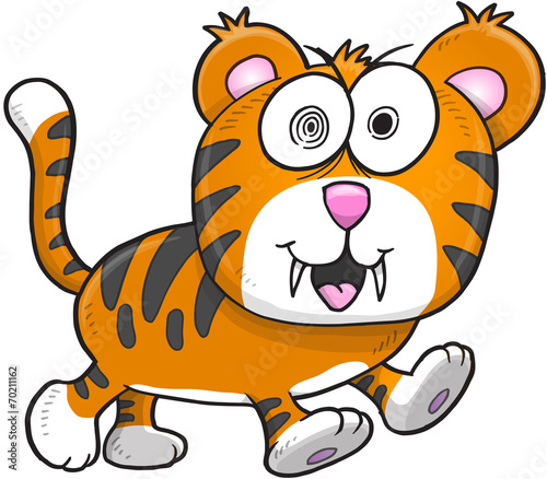 Insane Crazy Tiger Vector Illustration Art