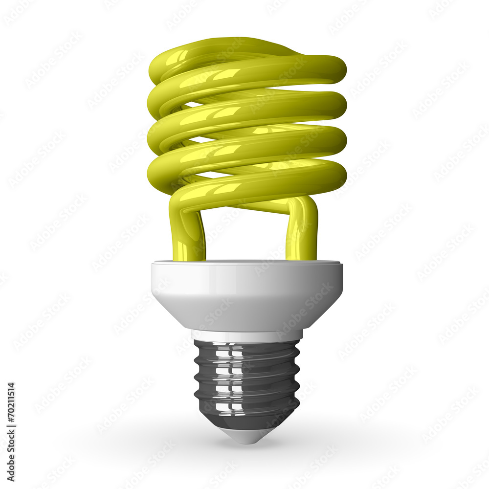 Yellow spiral light bulb standing Yellow spiral light bulb standing