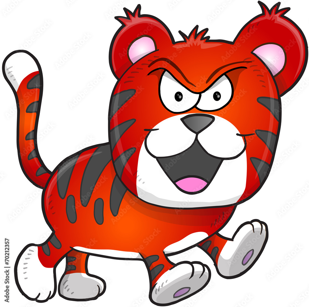 Fototapeta premium Nasty Mean Tiger Vector Illustration Art