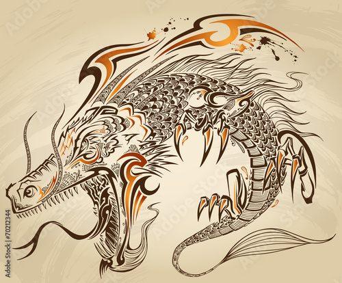 Dragon Doodle Sketch Tattoo Vector