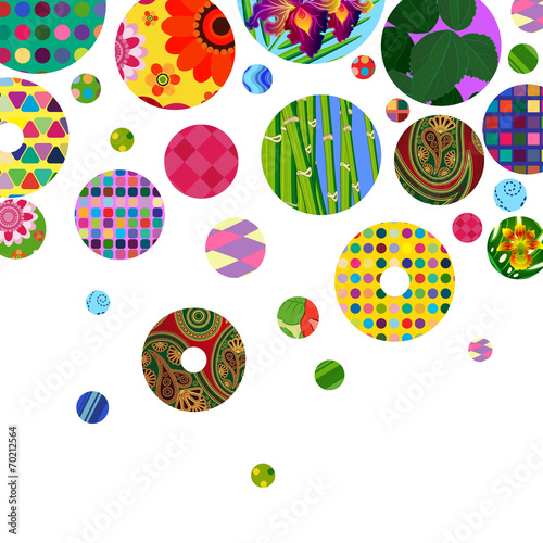Multicolor abstract bright background with ornamental circles.