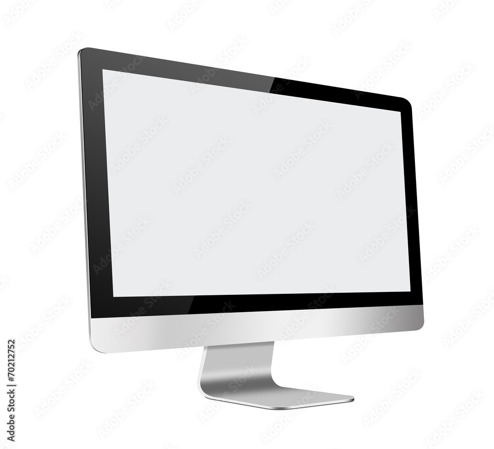 Slim LCD Computer Monitor with blank screen on white background Slim LCD Computer Monitor with blank screen on white background