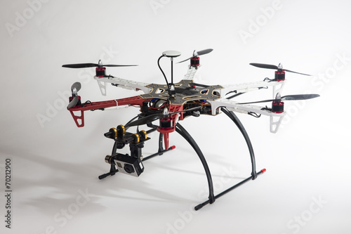 Drone with white and red arms