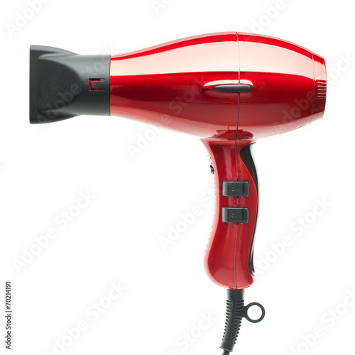 red hairdryer on white background