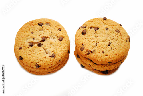 Two Stacks of Chocolate Chip Cookies
