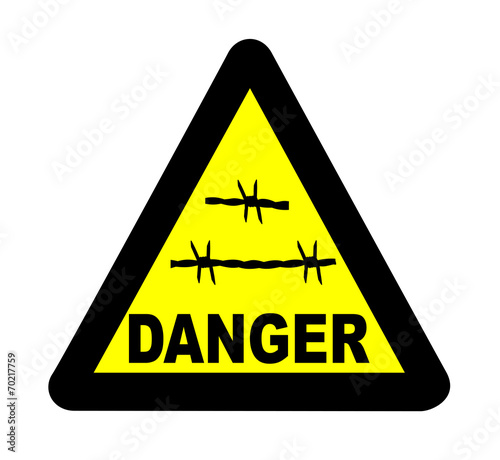 Triangle Barbed Wire Warning Sign