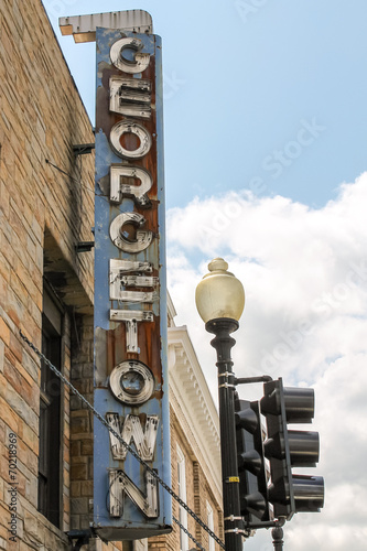 Rusty vintage Georgetown sign in Washington DC