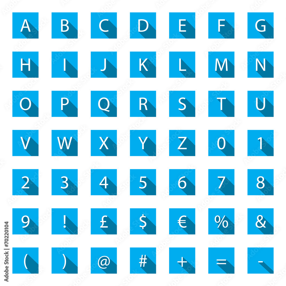 Flat A-Z Alphabet Icon Set with long shadows Flat A-Z Alphabet Icon Set with long shadows