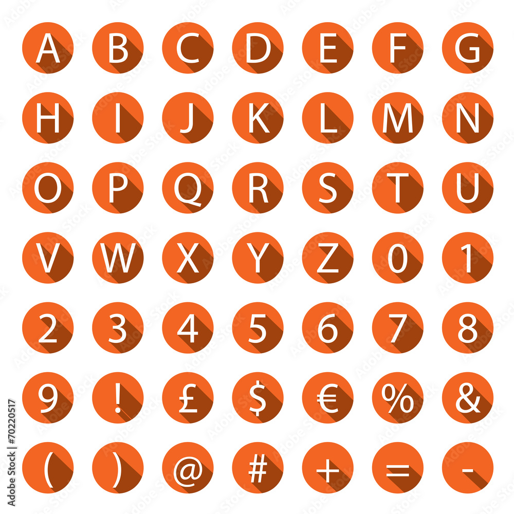Flat A-Z Alphabet Icon Set with long shadows Flat A-Z Alphabet Icon Set with long shadows