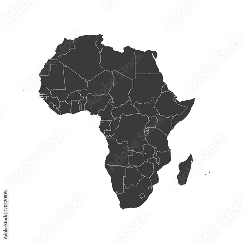 Outline on clean background of the continent of Africa