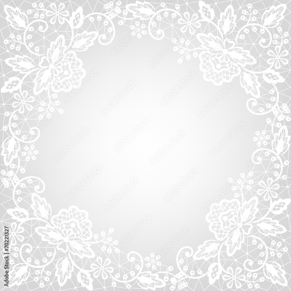 white lace on gray background