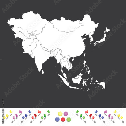 Outline on clean background of the continent of Asia