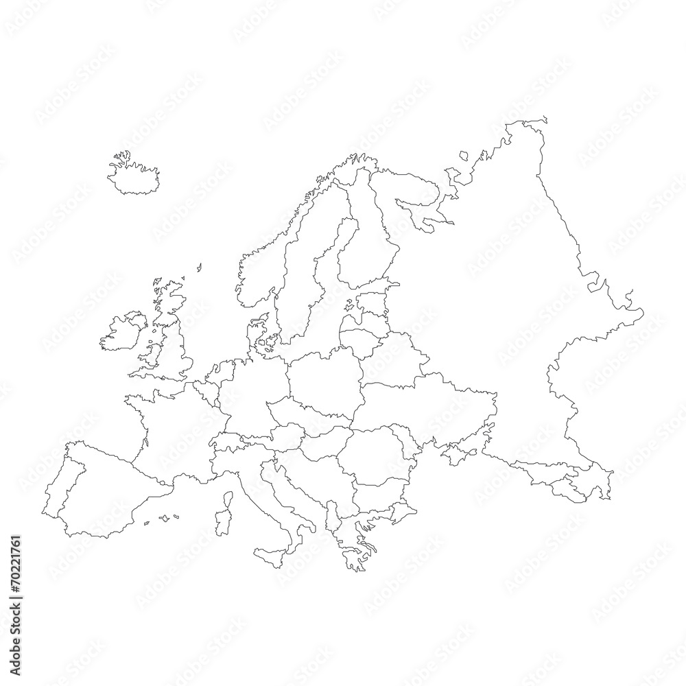 Fototapeta premium Outline on clean background of the continent of Europe