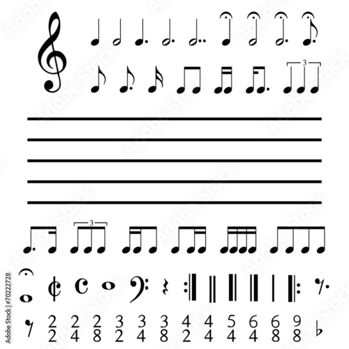 Illustration of Musical Notes and Numbers