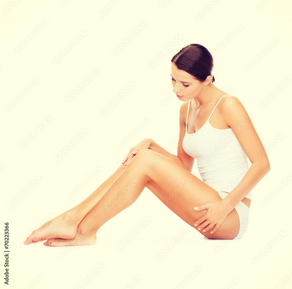 beautiful woman in white cotton underwear beautiful woman in white cotton underwear