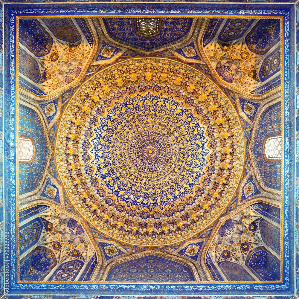 interior of ancient Tillya Kary Madrassah in Samarkand