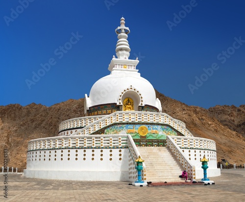 Tall Shanti Stupa near Leh, Ladakh, India