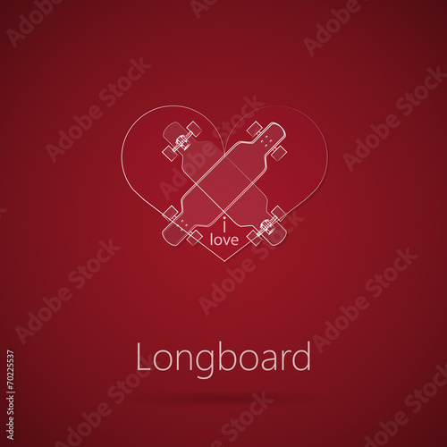 Abstract vector illustration of love to longboard